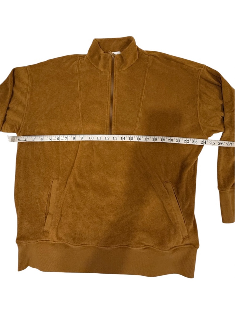 Offline by Aerie terry cloth Quarter-Zip Pullover in Chestnut Brown size L - Picture 3 of 8